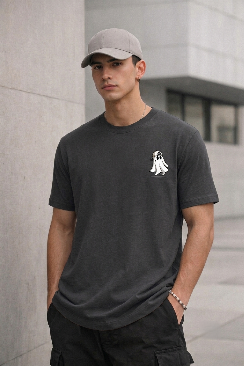 Ghost with Cap Graphic | Unisex Classic Crew T-Shirt