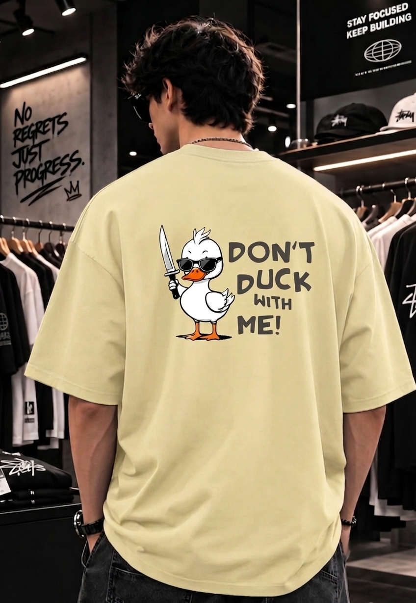 Don’t Duck With Me – Funny Angry Duck Graphic | Unisex Oversized Standard T-Shirt