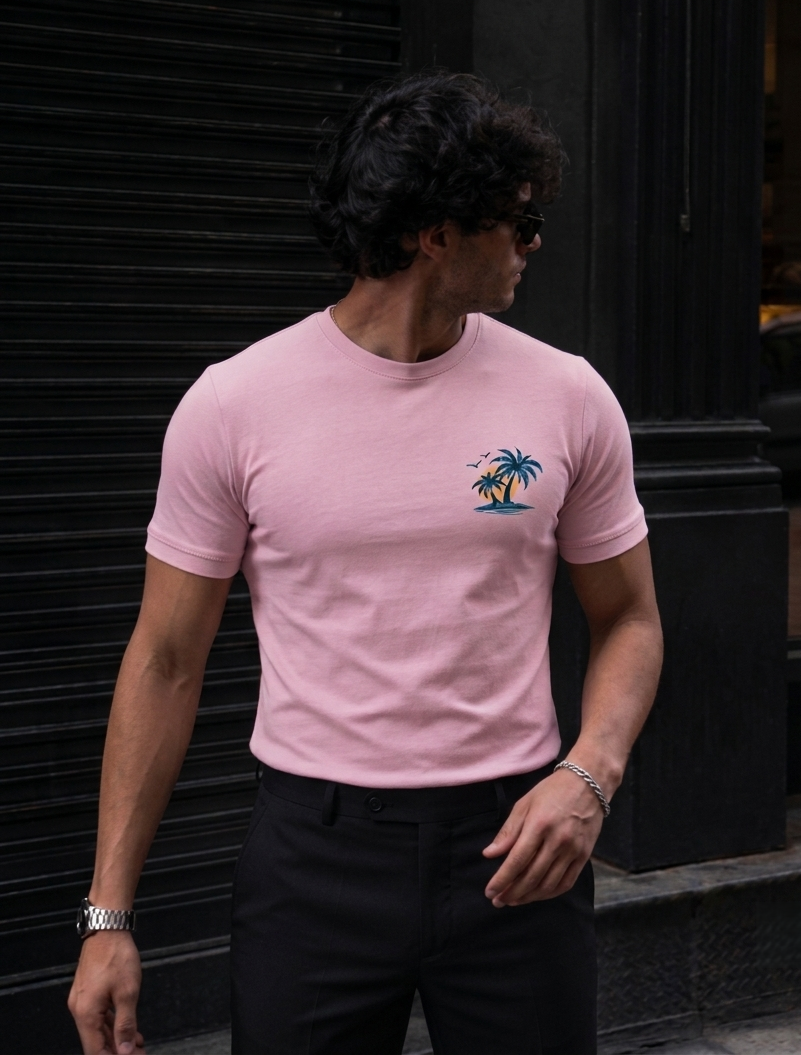 Tropical Sunset Palm Tree Graphic | Unisex Classic Crew T-Shirt
