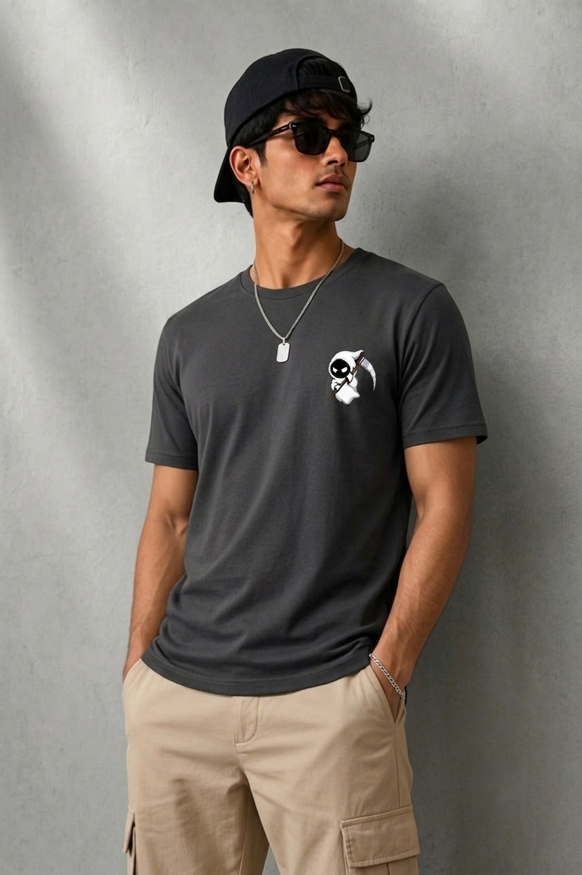 Cute Grim Reaper – Cartoon Death Scythe Graphic | Unisex Classic Crew T-Shirt
