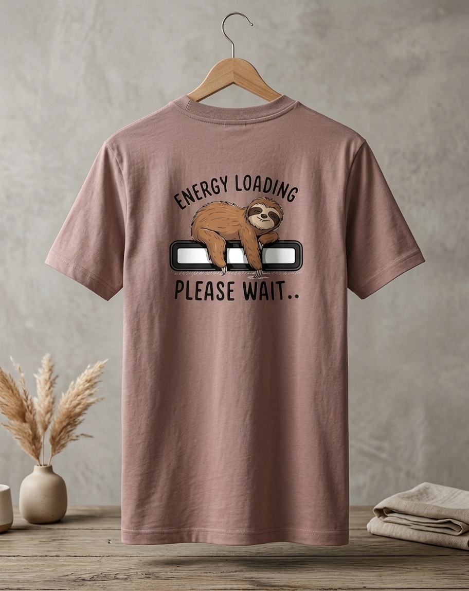 Energy Loading Please Wait Sloth Graphic | Unisex Classic Crew T-Shirt
