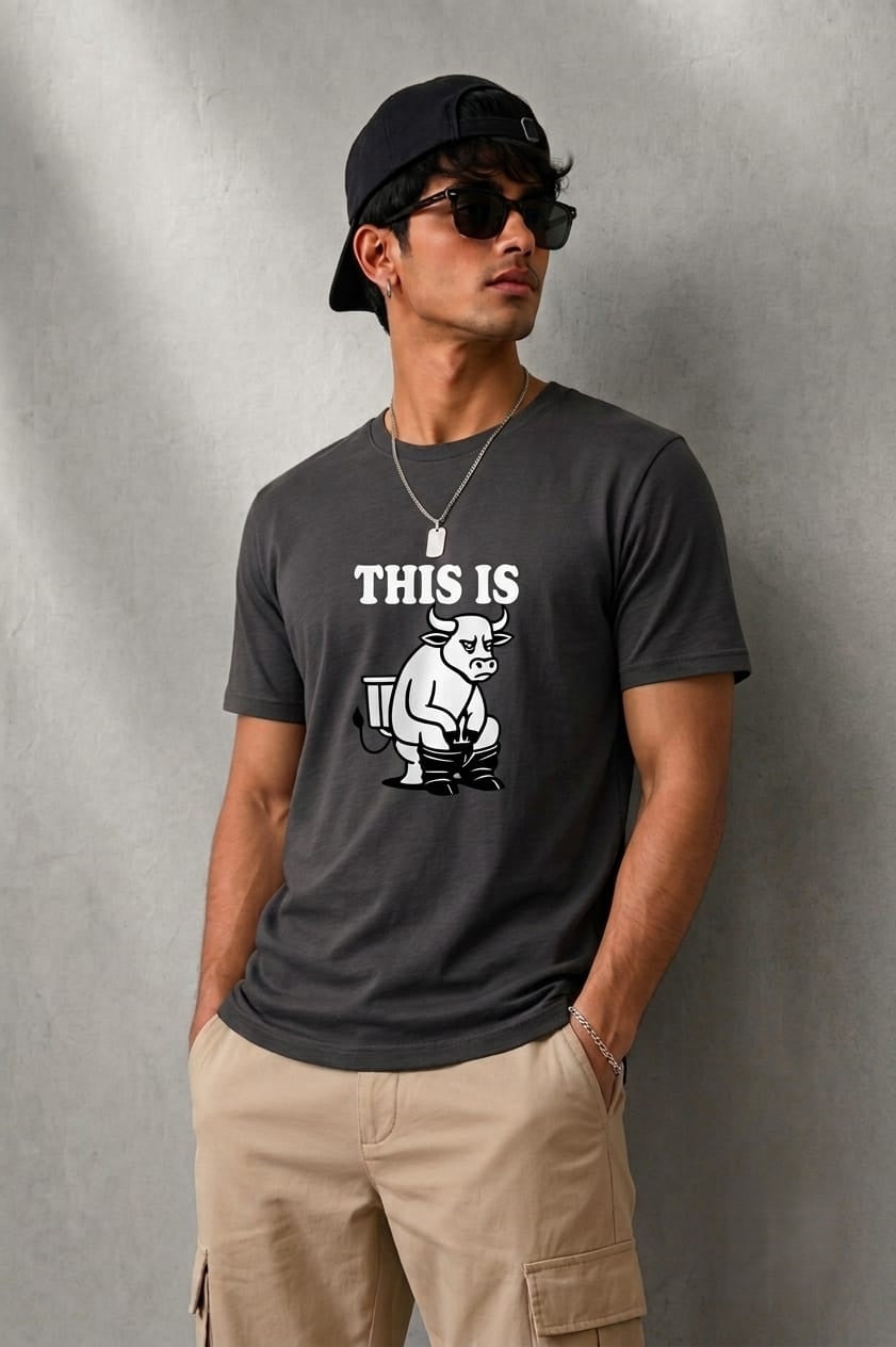 This is BS! Funny Cartoon Bull Graphic | Unisex Oversized Classic T-Shirt
