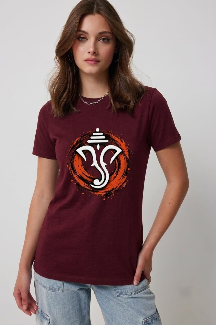 Ganesha Swirl Background Design | Unisex Classic Crew T-Shirt