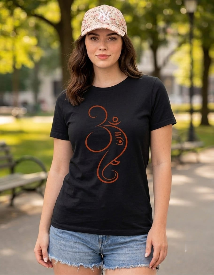 Elegent Ganesha Maroon Design | Unisex Classic Crew T-Shirt