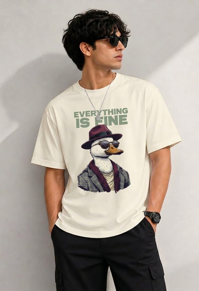 Everything is fine Goose Graphic | Unisex Oversized Standard T-Shirt